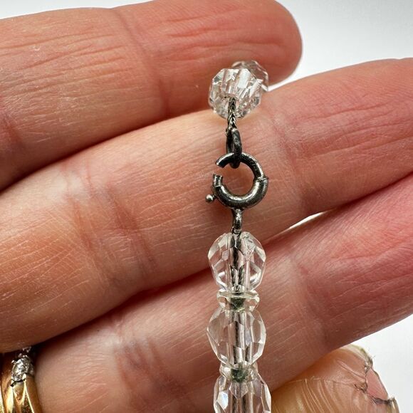 15" Vintage graduated rock crystal all strung on a sterling silver chain! - Picture 8 of 16